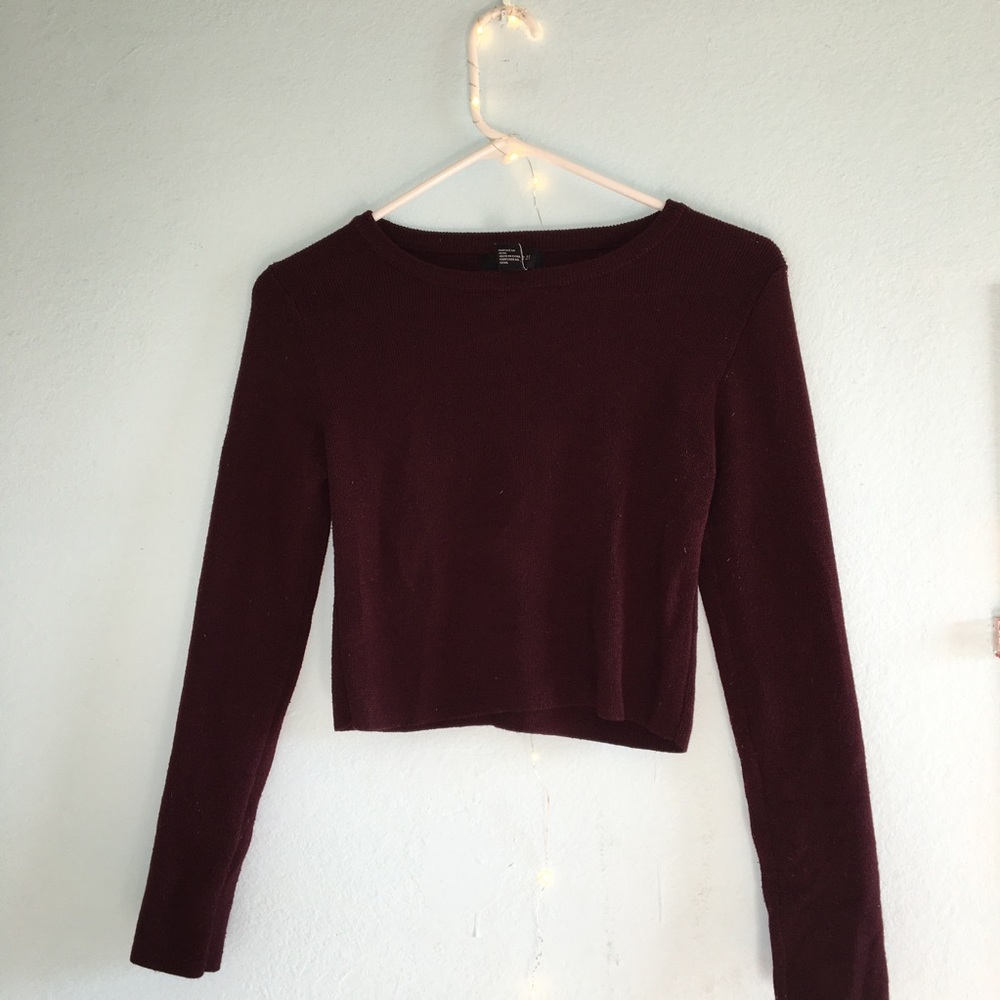 Wine Cropped Sweater